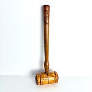 Antique Vintage Wooden Mallet w/metal Center. Patina, Gavel Hand Made
